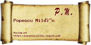 Popescu Milán névjegykártya